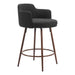 Black bar stool with brown metal legs on a white background