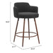 Black bar stool with dimensions on a white background