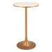 Gold side table with marble top on a white background