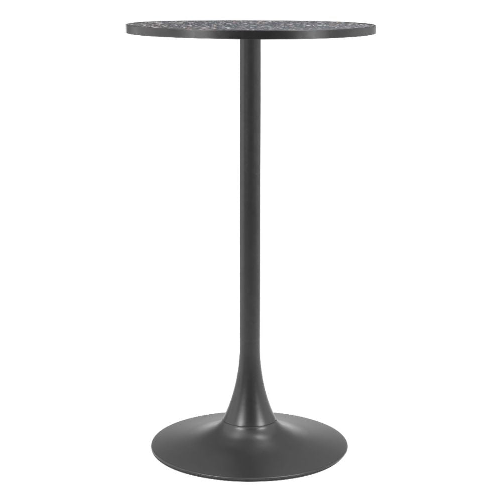 Black round table on a white background
