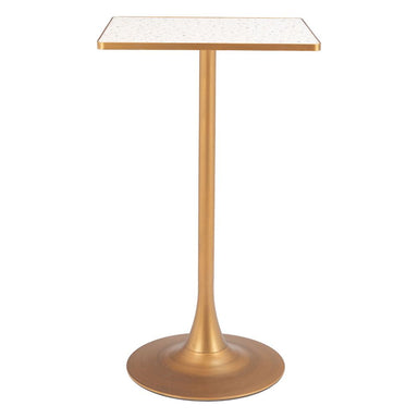 Small table with marble top and gold base on a white background