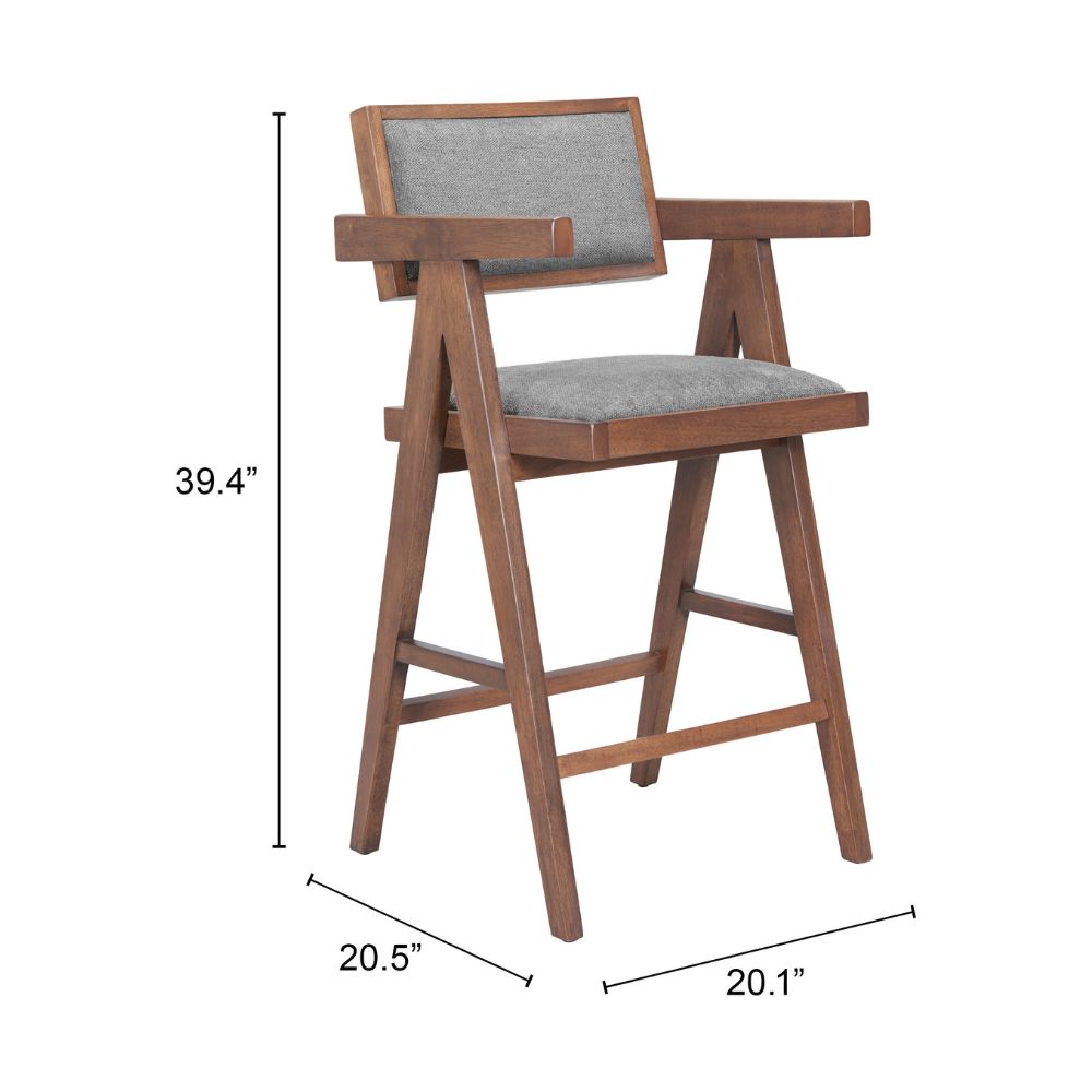 Delhi Counter Stool (Set of 2) Gray & Walnut