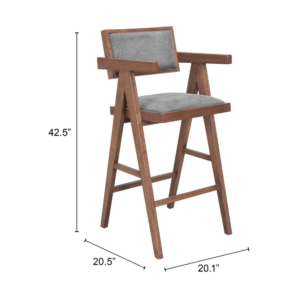 Delhi Barstool (Set of 2) Gray & Walnut