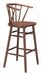 Wooden bar stool with curved backrest on a white background
