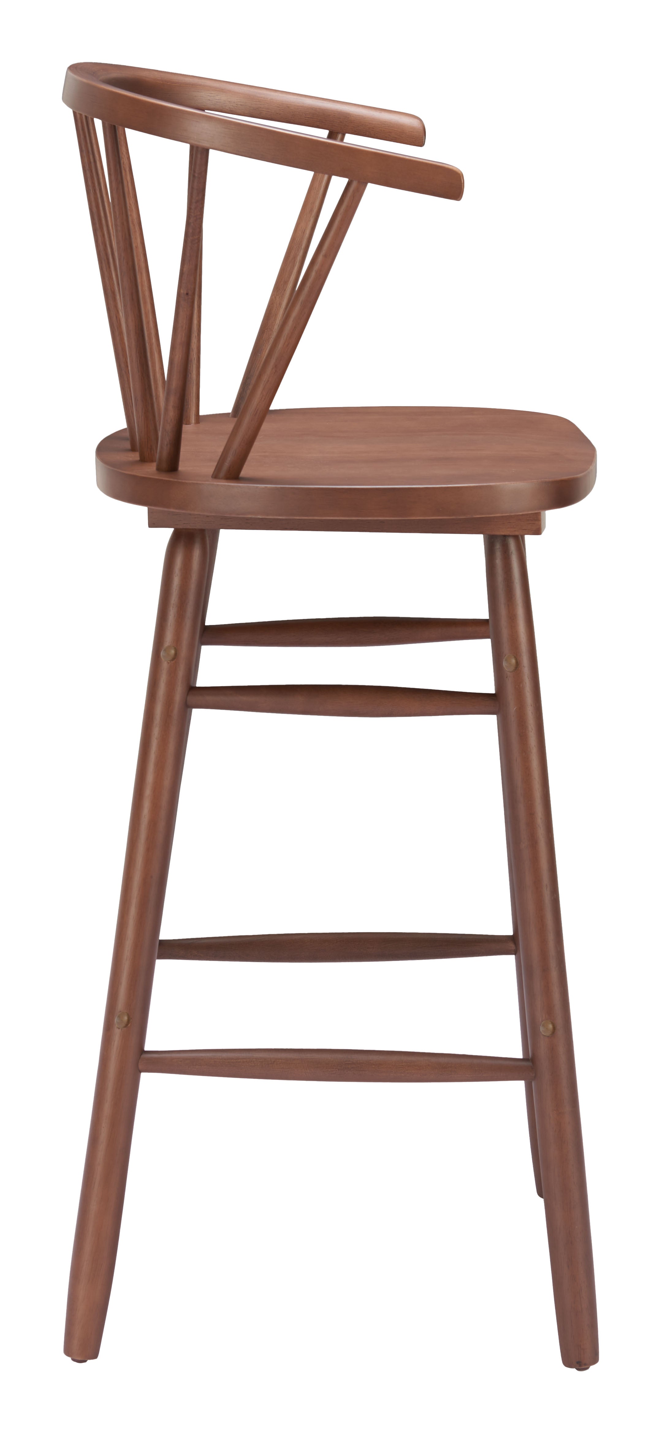 Wooden bar stool with a white background