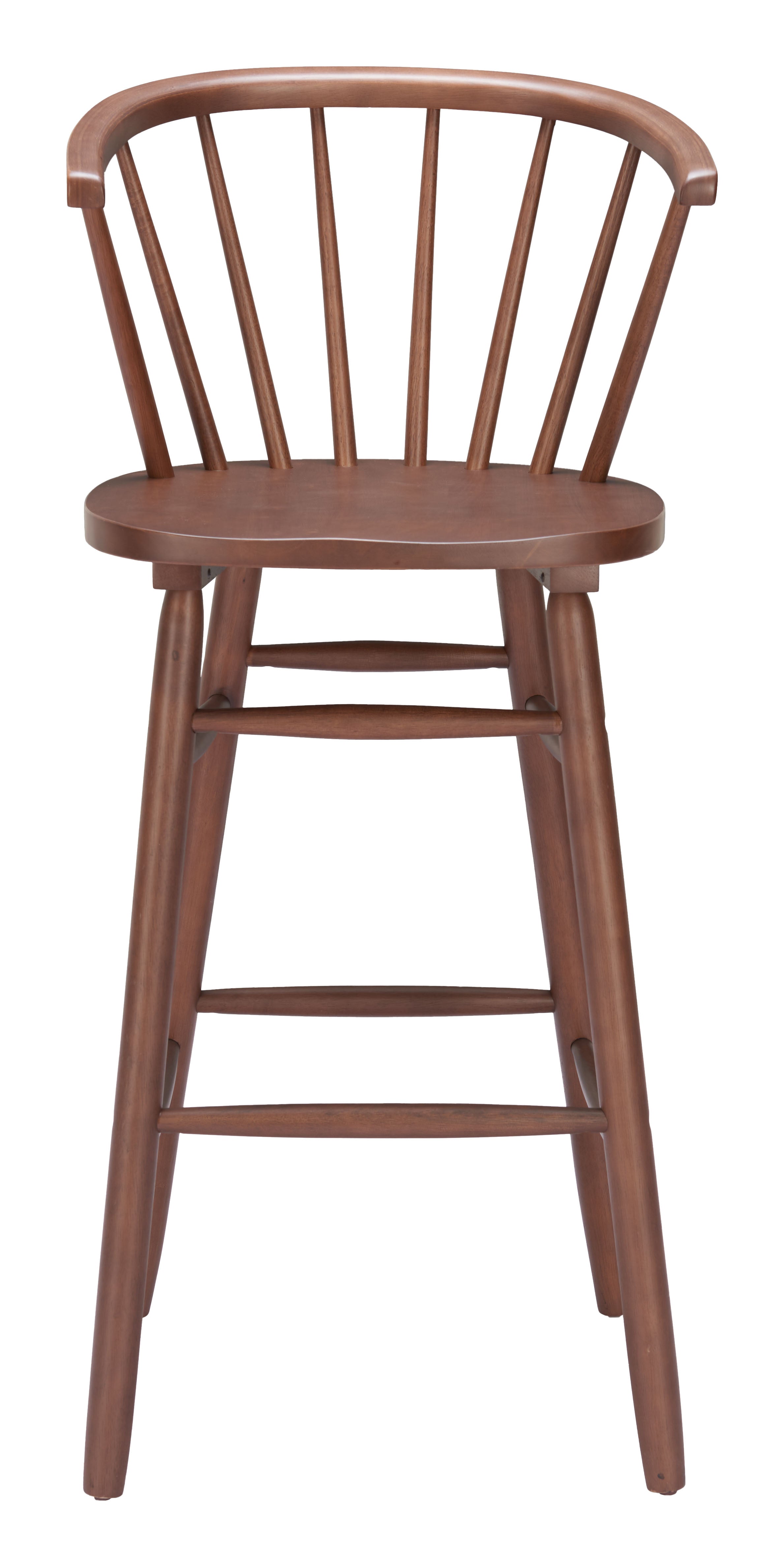 Wooden bar stool with a white background