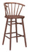 Wooden bar stool with curved backrest on a white background