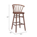 Wooden bar stool with dimensions on a white background