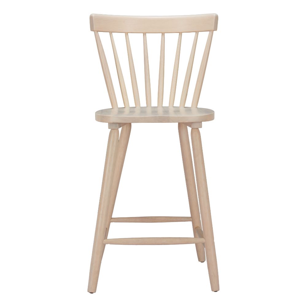 Beige wooden bar stool on a white background