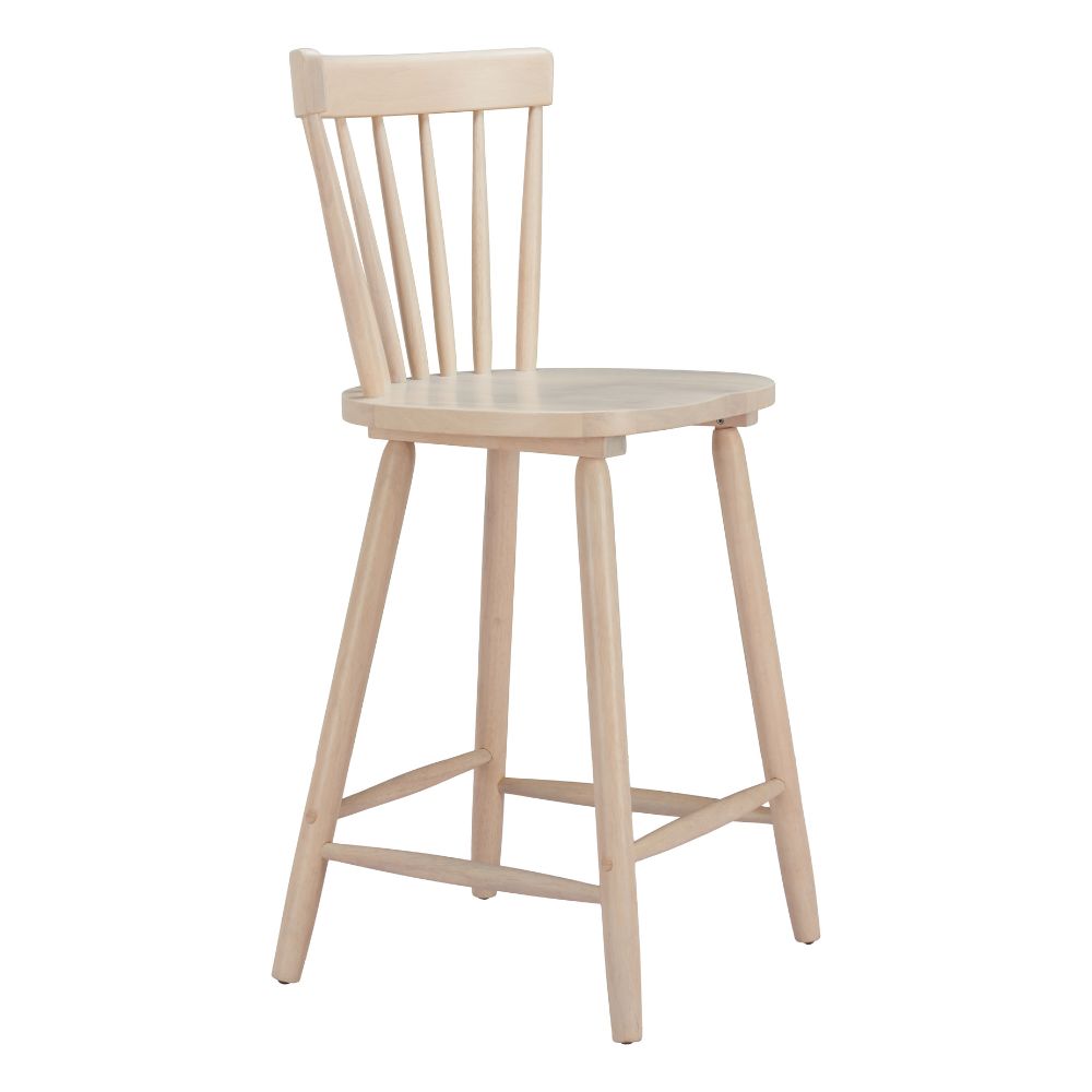 Beige wooden bar stool on a white background