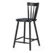 Black bar stool with slatted backrest on a white background