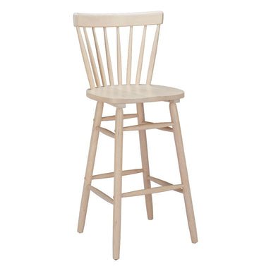 Wooden bar stool with a white background
