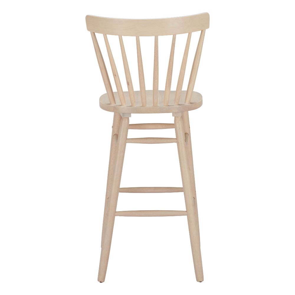 Wooden bar stool with a white background