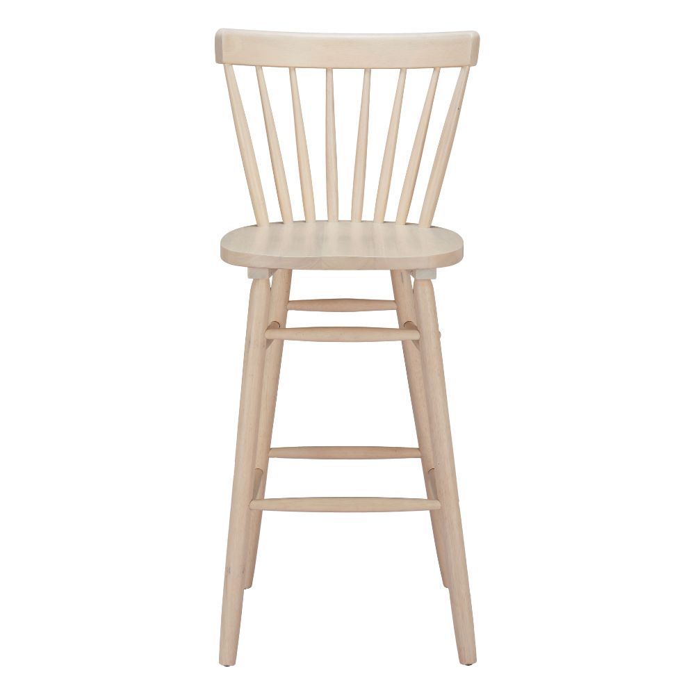 Wooden bar stool with a white background