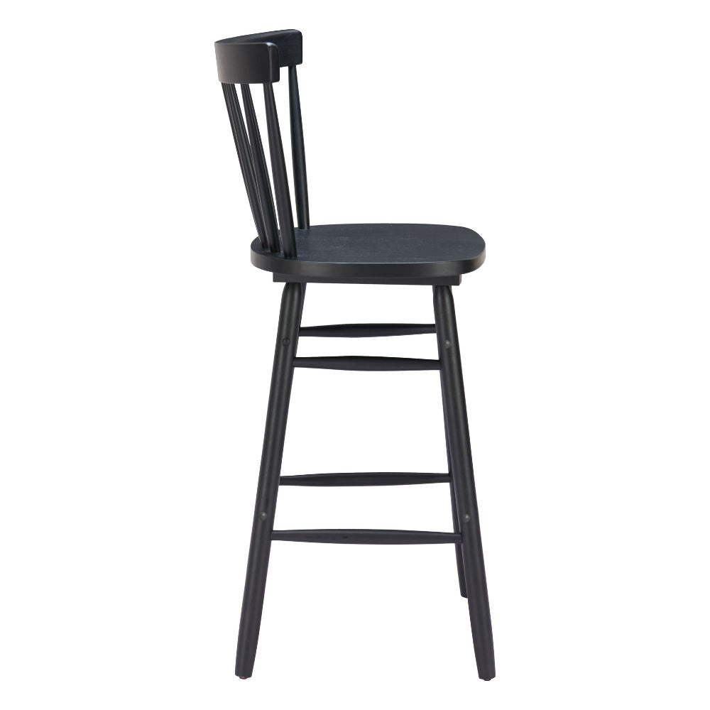 Black wooden bar stool on a white background