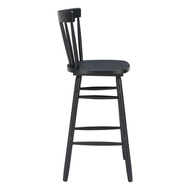 Black wooden bar stool on a white background