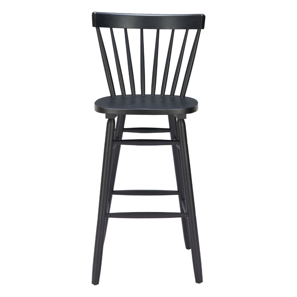 Black wooden bar stool on a white background