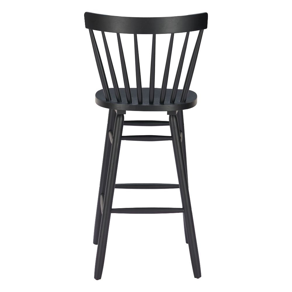 Black wooden bar stool on a white background