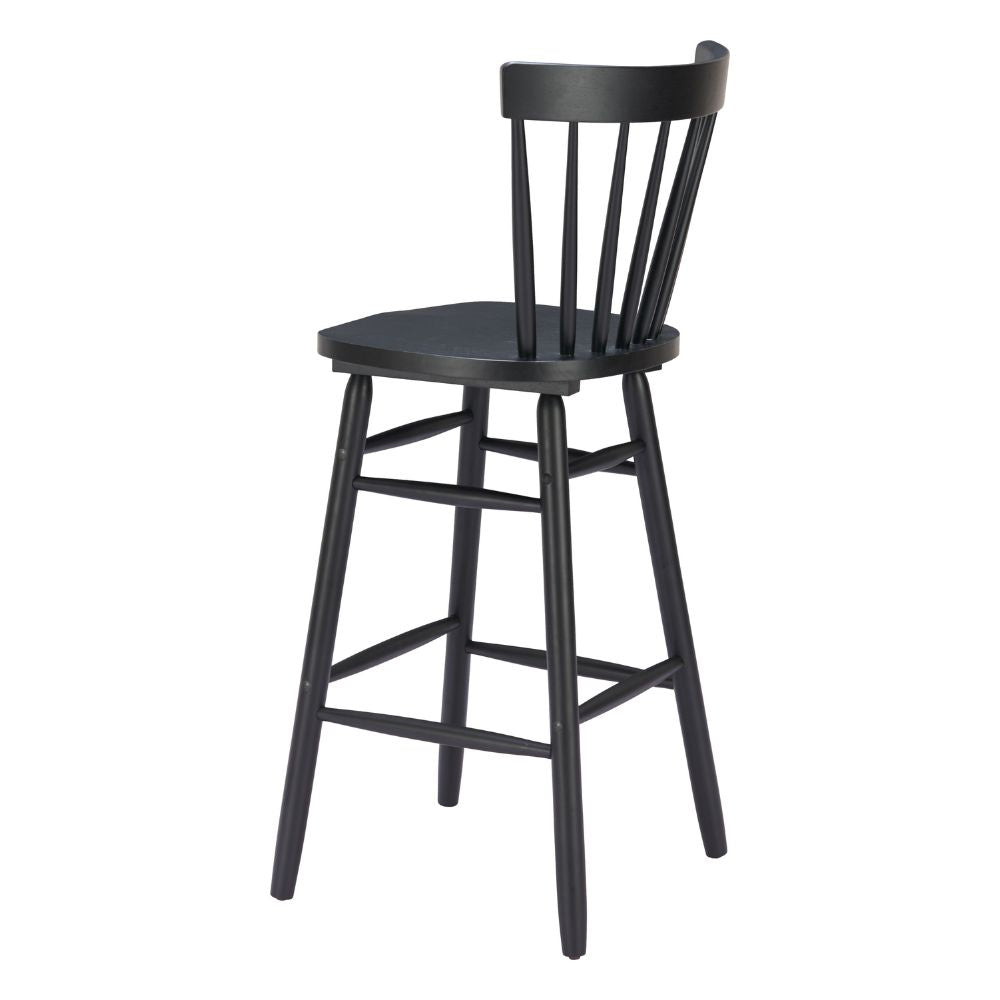 Black wooden bar stool on a white background