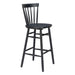 Black wooden bar stool on a white background