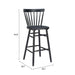 Black bar stool with dimensions on a white background