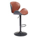Bar stool with brown seat and backrest on a white background