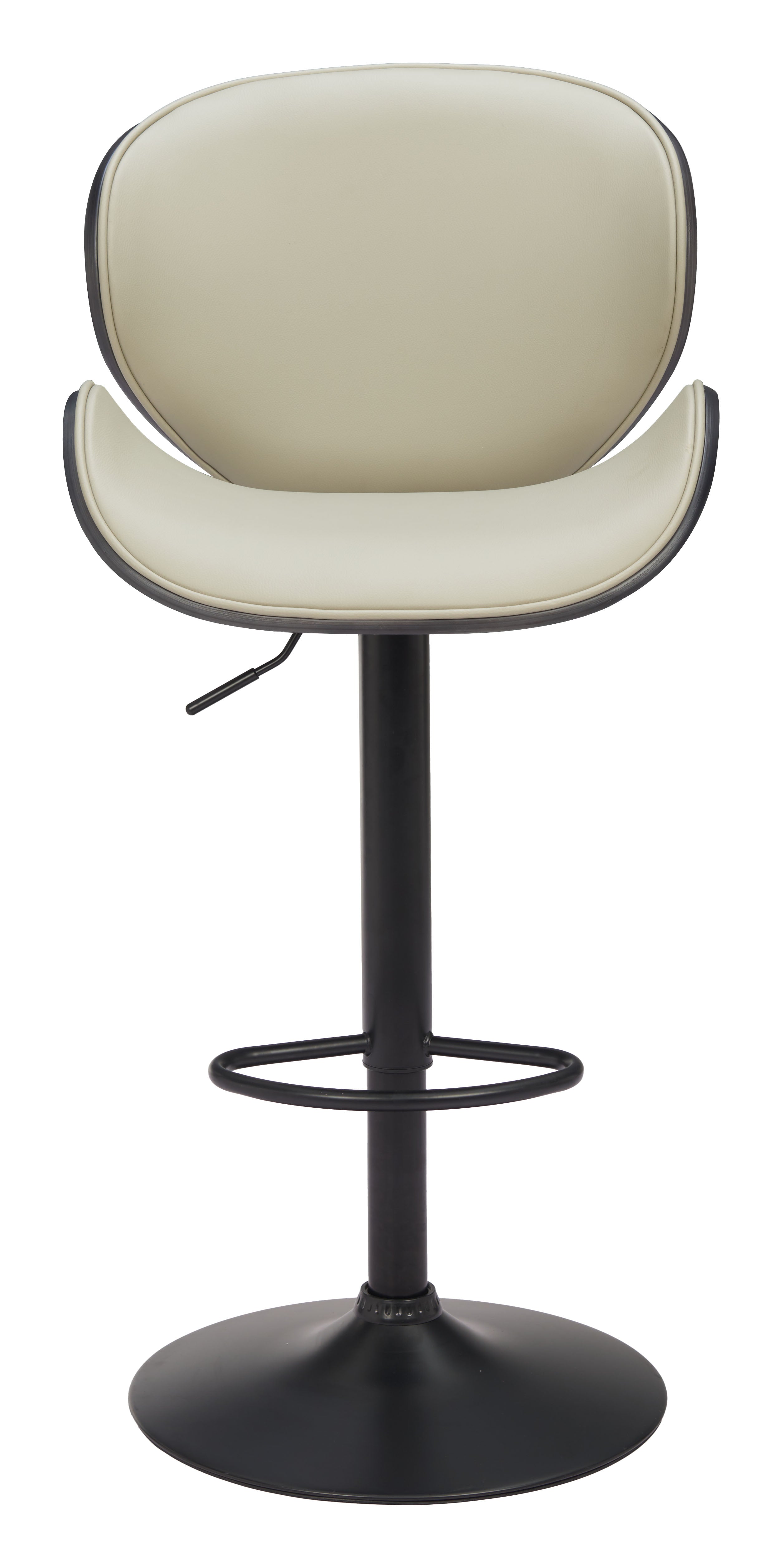 Beige bar stool with black base on a white background