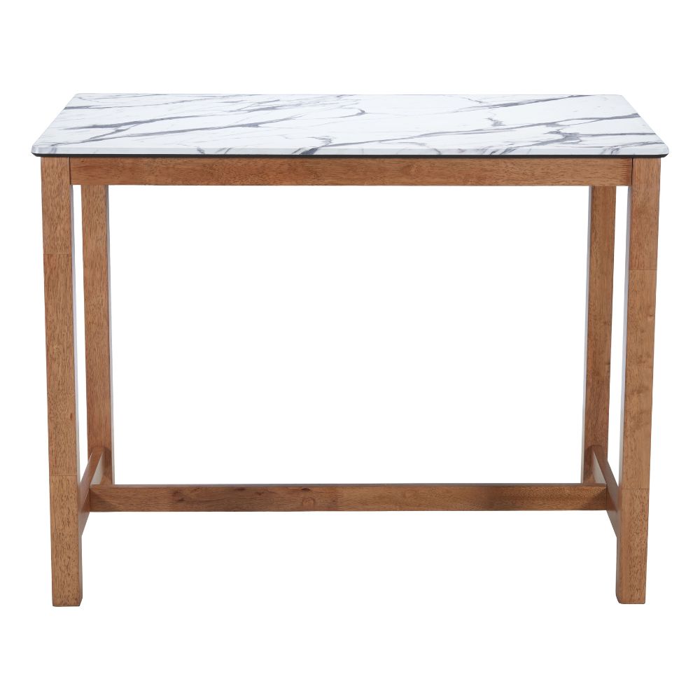 Small table with marble top and wooden frame on a white background