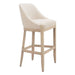 Beige bar stool with wooden legs on a white background