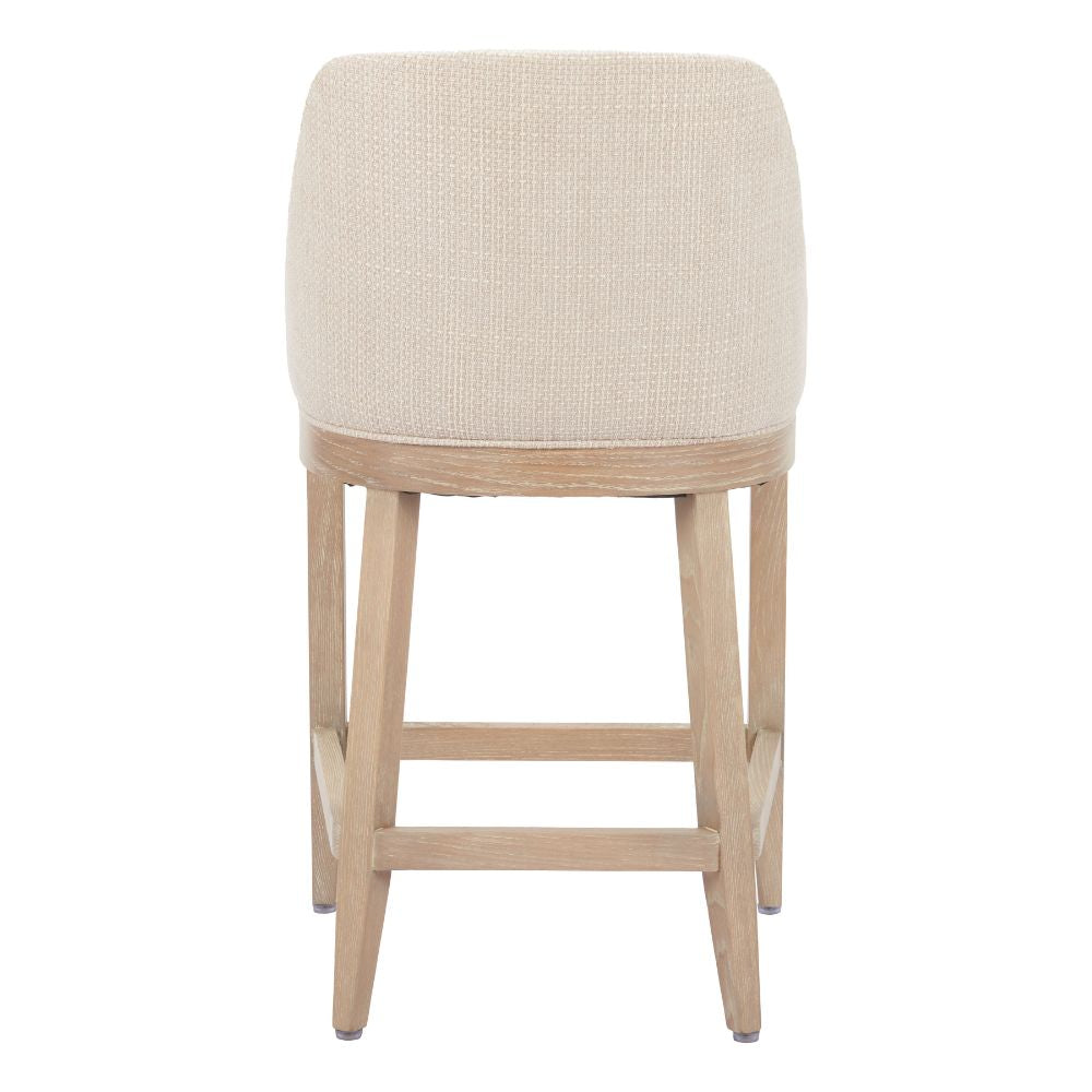 Beige bar stool with wooden legs on a white background