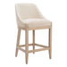 Beige bar stool with wooden frame on a white background