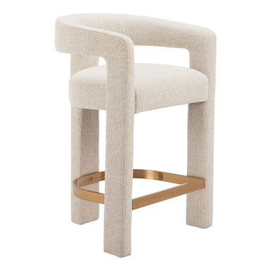 Beige bar stool with gold legs on a white background