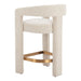 Beige bar stool with a gold base on a white background