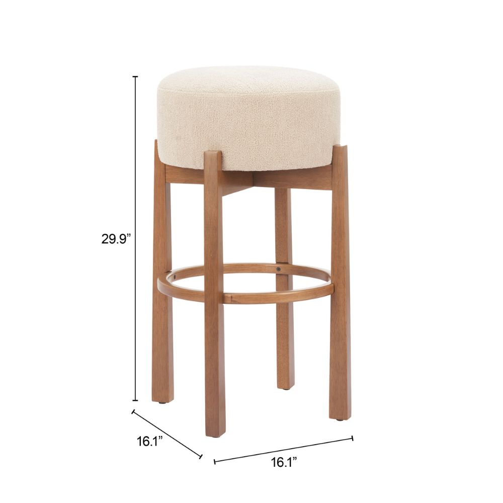 Bar stool with dimensions labeled on a white background