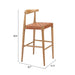 Wooden bar stool with dimensions on a white background