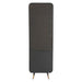 Black metal stand with a rectangular top on a white background