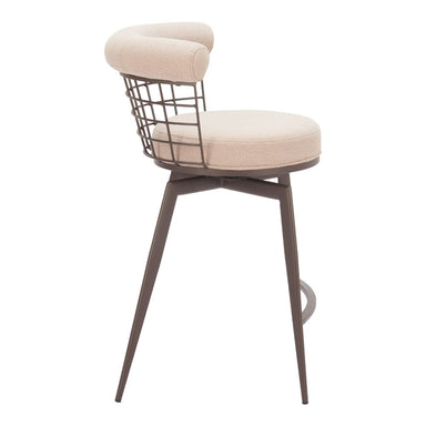 Modern chair with beige cushioned seat and backrest on a white background