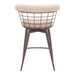 Stool with wireframe design and beige cushion on a white background