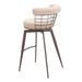 Stool with wireframe design and beige cushion on a white background