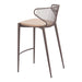 Bar stool with metal frame and beige cushion on a white background