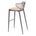 Bar stool with metal frame and beige cushion on a white background