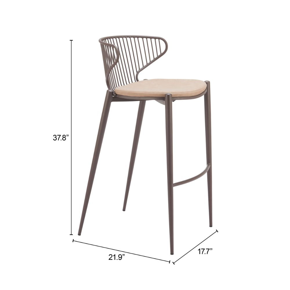 Bar stool with dimensions on a white background