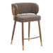 Brown bar stool with gold accents on a white background
