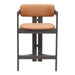 Bar stool with brown cushioned seat and backrest on a white background