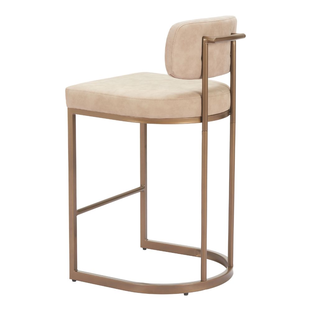 Beige bar stool with metal frame on a white background