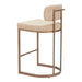 Beige bar stool with metal frame on a white background