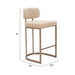 Beige bar stool with dimensions on a white background