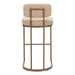 Beige bar stool with gold metal frame on a white background