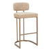 Beige bar stool with cushioned seat and backrest on a white background