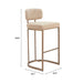 Beige bar stool with dimensions on a white background